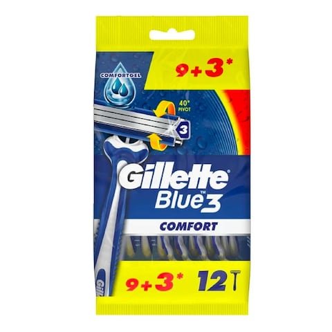 ماكينة الحلاقة Gillette جيليت بلو3 كومفورت للرجال - 9+3 شفرة