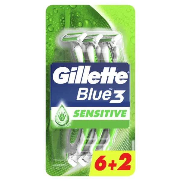 Gillette Blue 3 Sensitive Disposable Razors 3 bladed 6+2 Free Razors