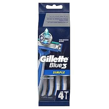 Gillette Blue3 Simple Disposable Razor for Men, Up To 20 Clean Shaves Per Pack - 4 Pieces