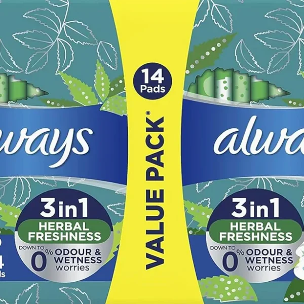 Always Ultra Extra Long 3 in 1 Herbal Freshness Pads, 14 Pads