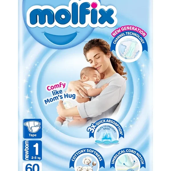 Molfix - Baby Diapers - Jumbo Pack - New Born Size 1 - 60 Pieces