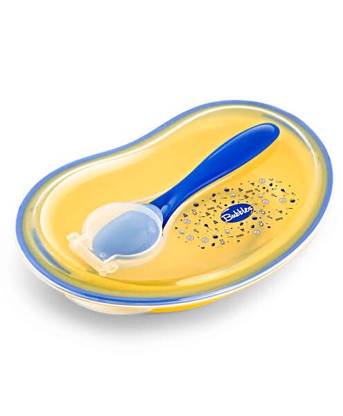 Bubbles Baby Plate With Spoon Blue