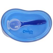 Bubbles Baby Plate With Spoon Blue