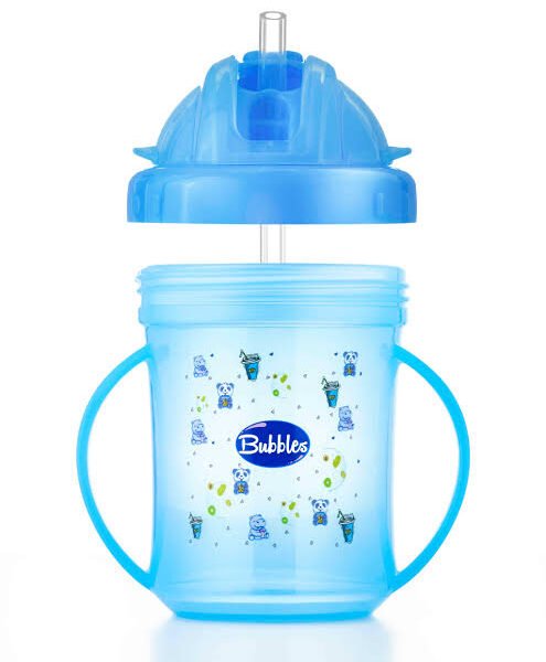 Bubbles Baby Cup With Straw Rose