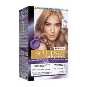 L'Oreal Paris Excellence Hair Dye with Purple Shampoo and Hair Mask Cool Pearl Light Blonde 8.12‏