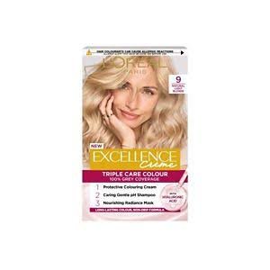 L'Oréal Paris Excellence Crème Permanent Hair Dye, Up to 100% Grey Hair Coverage, 9 Natural Light Blonde -